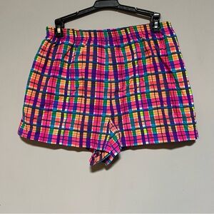 Matari Women’s Swimwear Anywhere Sz Medium Plaid Swimming Trunks Shorts Pockets